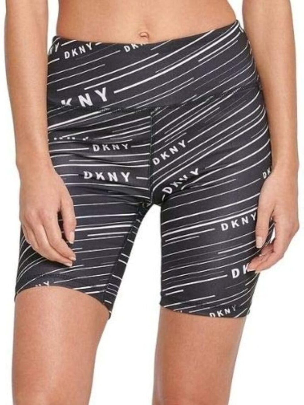 DKNY Womens Meterorite Print High Waist Bike Shorts